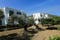 Exterior view with olive garden of Edem Apartments, Platy Yialos, Sifnos